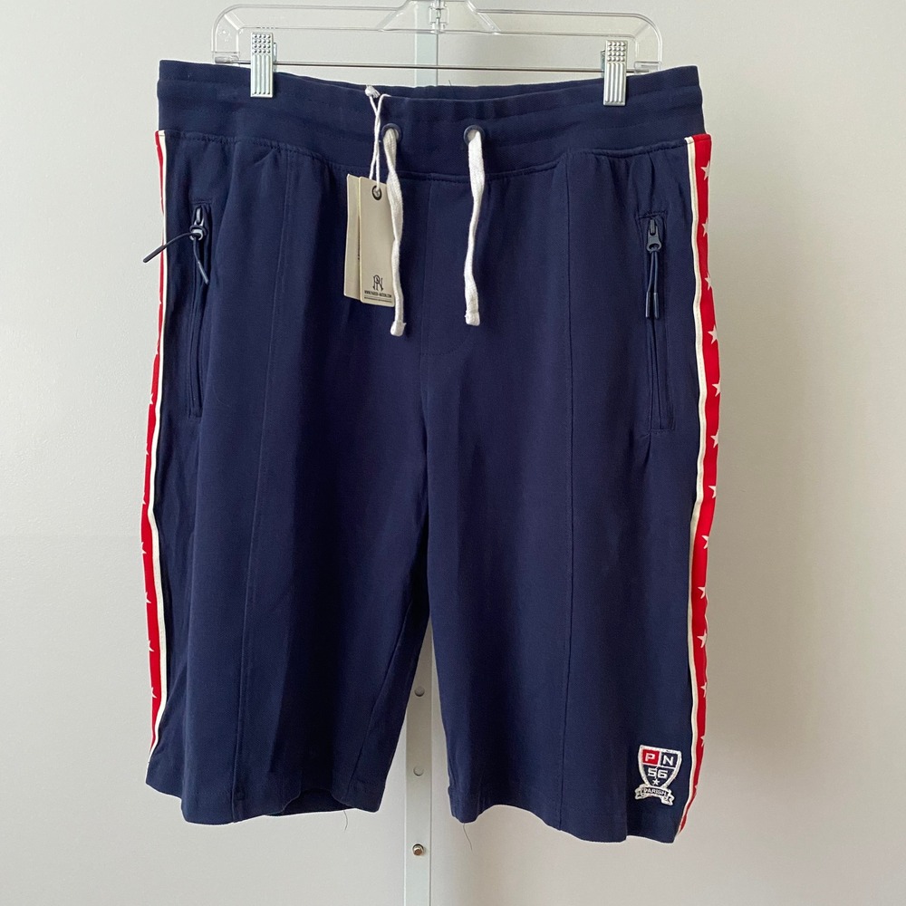 Parish Nation Medium Navy Shorts Stars Stripes Zip Pockets NWT Streetwear